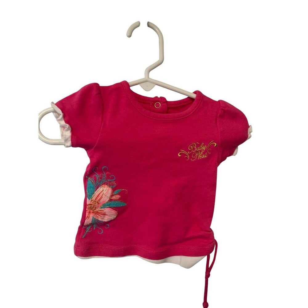 Baby Phat Girls Infant Baby Size 3 6 Months Pink Short Puff Sleeve Tshirt Tee Sh